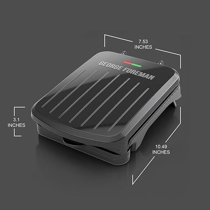 George Foreman 2-Serving Classic Plate Electric Indoor Grill and Panini Press,Black,GRS040B,(Pack of 2)