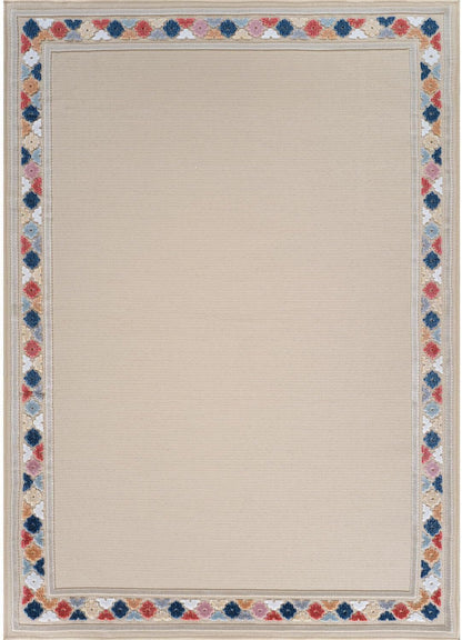 Beverly Rug Outdoor Rug 4x6 Modern Bordered Area Rugs for Indoor and Outdoor Patio Easy to Clean Non Shedding Living Room Porch Garden Washable Outside Carpet (4 x 6 Beige)