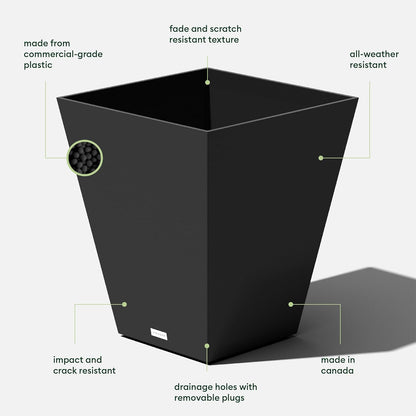 Veradek Pure Series Nobleton Plastic Planter - Large Pots for Indoor or Outdoor Porch/Patio | Durable All-Weather Use with Drainage Holes | Modern Planter Décor for Flowers, Shrubs, Trees