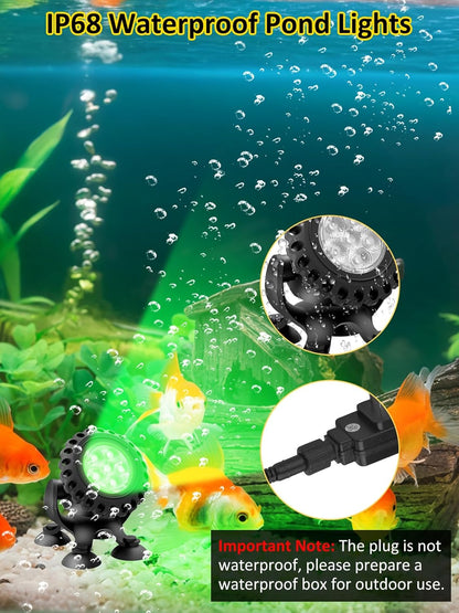 T-SUN Colored Pond Lights with Timer, LED Underwater Pond Light Submersible Fountain Lights for Fish Tank Landscape Spotlight - Remote Control, IP68 Waterproof, Aquarium, Waterfall, Yard (Set of 5)
