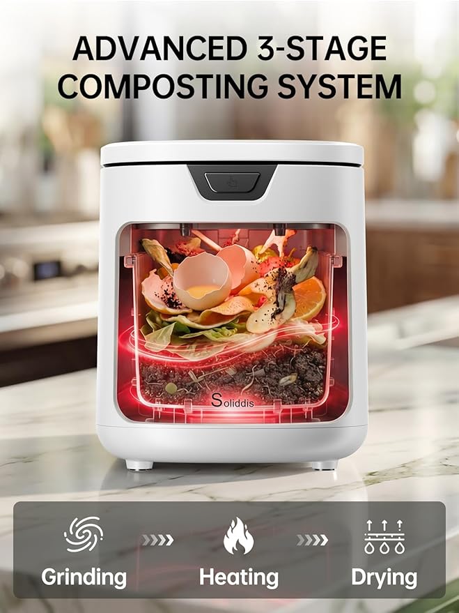 4.2L Electric Composter for Indoor Kitchen, Smart Food Waste Recycler, Turns Garbage to Compost in 4-6 Hours, Odorless Countertop Disposal with 900ML Carbon Filter & Self-Cleaning