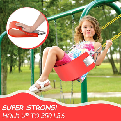 AGPTEK Swing Seat, 30.4 x 6 x 0.27 Inch Yard Swing for Kids & Adults with Metal Triangle Ring - Red(113KG /250LB Weight Limit)
