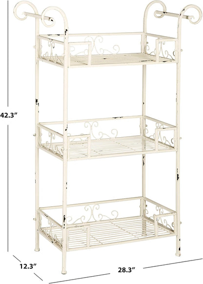 SAFAVIEH Outdoor Collection Noreen Antique White 3 Tier Shelf