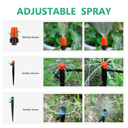 256FT Drip Irrigation System Kit, 163pc Automatic Garden Watering Misting System for Greenhouse, Yard, Lawn, Plant