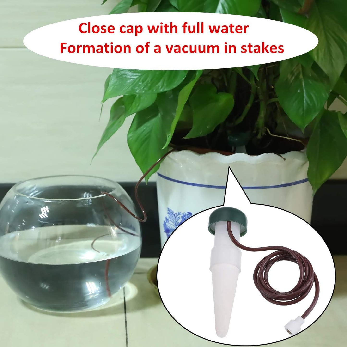 Hestya 10 Pack Plant Watering Stakes Automatic Devices Plant Self Drip Irrigation Slow Release Indoor Outdoor Terracotta Water Spikes for Potted Plants Flower (Black Base)