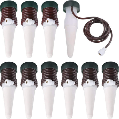 Hestya 10 Pack Plant Watering Stakes Automatic Devices Plant Self Drip Irrigation Slow Release Indoor Outdoor Terracotta Water Spikes for Potted Plants Flower (Black Base)