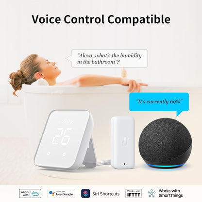SwitchBot Wi-Fi Humidity Sensor 4 Pack with Hub 2 (Matter Enabled), IP65 Indoor Outdoor Thermometer Wireless, Humidity/Temperature/Dewpoint/VPD Sensor with Smart Alerts, Compatible with Alexa