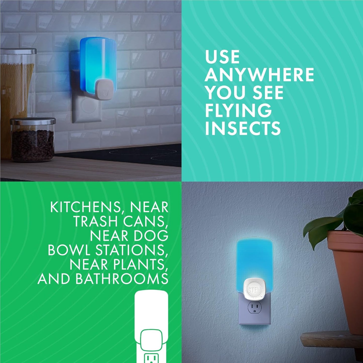 STEM Light Trap Refill Cartridges, Indoor Fruit Fly Trap, Effective Insect Control for Home, Attracts and Traps Flying Insects, Compatible with STEM Light Trap, 6 Count