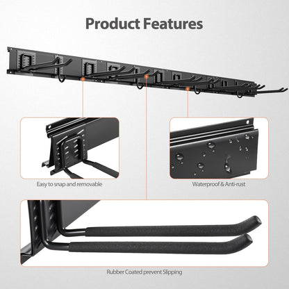 Garage Organizer Wall Mount, 64 Inch Garage Storage Organization, 20PCS Heavy Duty Garden Tool Organizer, Adjustable Tool Storage Rack Hooks, Yard Shed Tool Organizer, Hold Max 900 lbs
