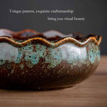 RUIGO Lotus Flower Bowl,Aquatic Planter Bowl,Bonsai Pots with Lotus Flower Design,Ceramic Lotus Flower Bowl,Perfect for Growing Hydroponic Plant,Decorative Bowl for Home,Garden