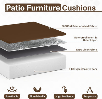 Patio Chair Cushions 18.5 X 16 X 4 Inch Waterproof Outdoor Seat Cushions for Patio Furniture, Outdoor Sofa Couch Pads with Ties & Handle, Set of 2, Chocolate