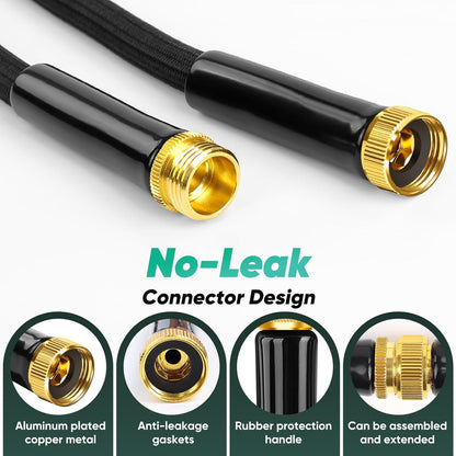 Garden Hose 50FT, Non-Expanding, Lightweight Hose, Leak-Proof Metal Interface, No-Knots, Easy to Carry, Wear-Resistant, Sturdy, Flexible, 3/4GHT, Water Hose for Yard, Garden, Outdoor