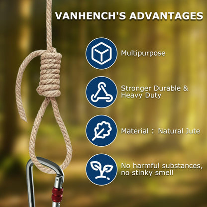 Vanhench Jute String Rope 6mm x 50 Feet, Heavy Duty and Thick Twine Rope for Crafts Projects, Gardening, Bundling, Cat Scratcher Scratching Post Tree Gift Wrapping Arts & Crafts Christmas Decoration