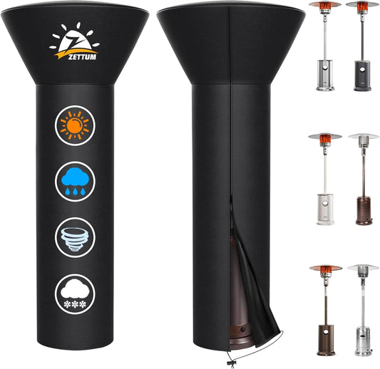 Patio Heater Covers - 600D Outdoor Heater Cover with Zipper Waterproof Heavy Duty, Propane Heat Cover for East Oak, Hampton Bay, Fire Sense and More (87" Height x 33" Dome x 19" Base)