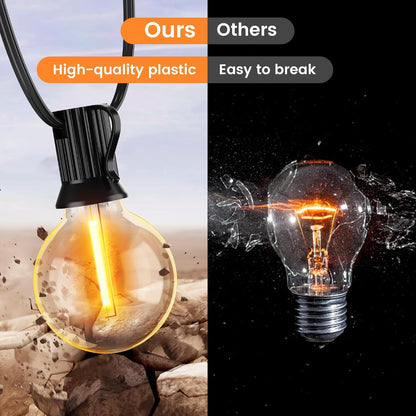 OHLUX 35FT Solar Globe String Lights Outdoor,Waterproof Solar G40 Patio Lights With Remote, 17 Shatterproof LED Filament Bulbs, 2200K Soft White,Dimmable Outside Edison Hanging Light for Backyard Deck