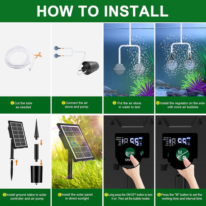 Upgraded Digital Display Solar Pond Aerator, 3 Working Modes(Low/Med/High) Solar Aerator for Outdoor Ponds with Timing Function, Solar Air Pump with Bubble Regulator for Small Ponds, Fish Tanks
