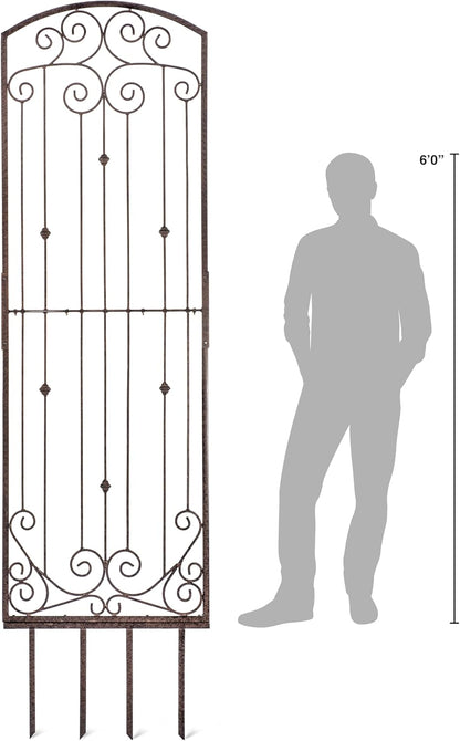 H Potter Premium 8-Foot Iron Garden Trellis - Heavy Duty Plant Support for Climbing Vines & Privacy Screen