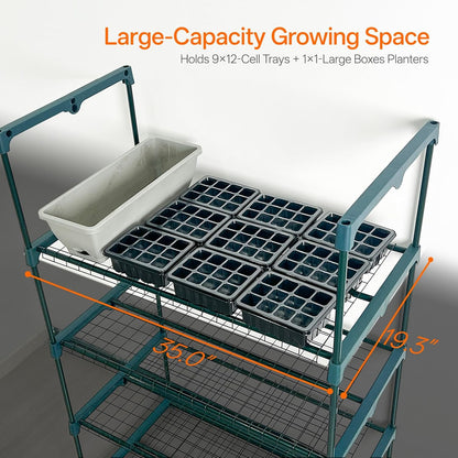 Indoor Greenhouse with Grow Light, 4-Tier Mini Green House, 4Pcs Grow Lights for Indoor Plants with Timer, Zippered PVC Grow Tent with Airflow Windows, Indoor Greenhouse Cabinet 35x19.3x63in