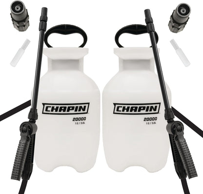 Chapin 22000 Made in USA Value Pack of 2 Units, 1 Gallon Lawn and Garden Pump Pressured Sprayer, for Spraying Plants, Garden Watering, Lawns, Weeds and Pests, Translucent White