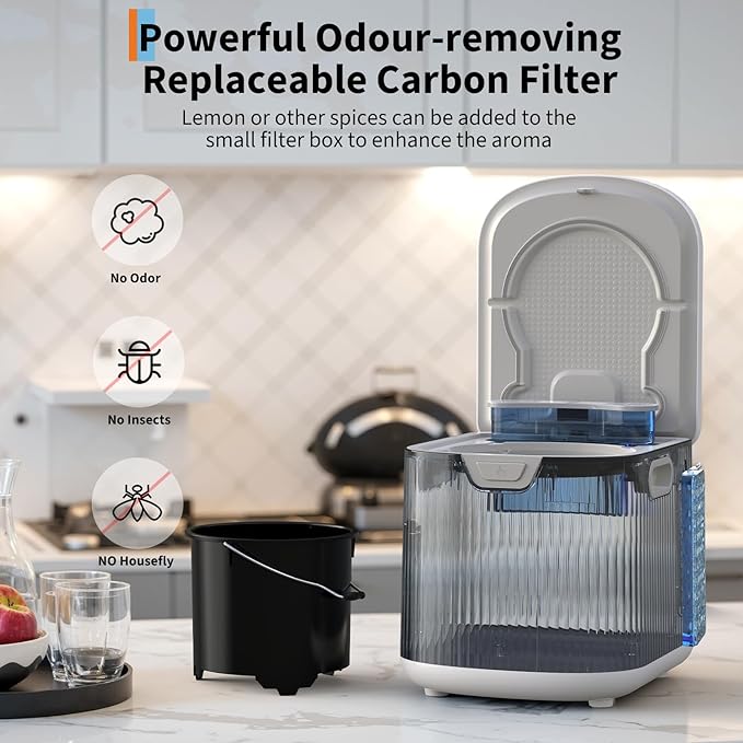 2.5L Fully Automatic Kitchen Compost Bin,Indoor Electric Food Waste Recycler with One-Click Cleaning & LED Display,Fast Fermentation to Organic Fertilizer,Eco-Friendly Countertop Composter