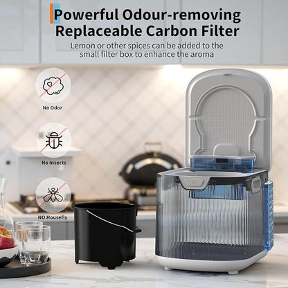 2.5L Fully Automatic Kitchen Compost Bin,Indoor Electric Food Waste Recycler with One-Click Cleaning & LED Display,Fast Fermentation to Organic Fertilizer,Eco-Friendly Countertop Composter