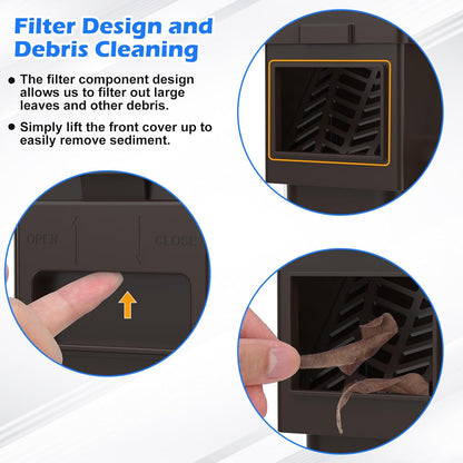 WADEO Rainwater Collection System, Downspout Diverter Fits for 2"x 3" or 3"x 4" Residential Downspouts, Rain Barrel Diverter Kit with Adjustable Valve and Filter, 5FT Hose, Brown