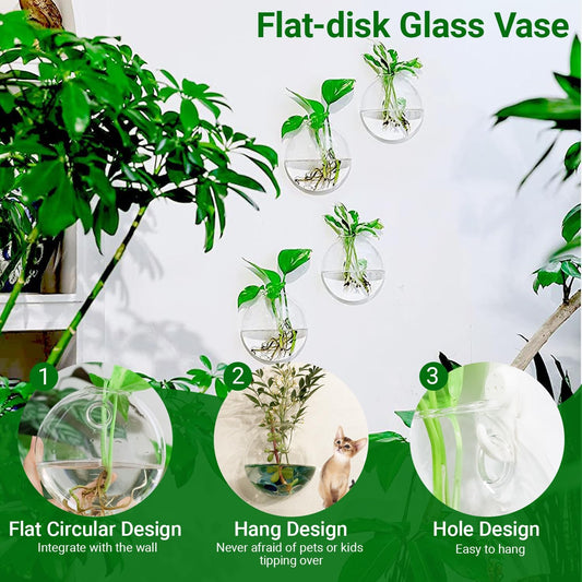 Ivolador Wall Hanging Planter Propagation Station Glass Flower Vase for Hydroponics Plants, Home Office Living Room Decor Gift, Set of 4