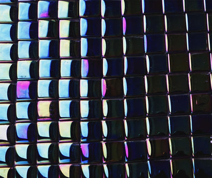 Iridescent Square Mosaic Tiles for Crafts, 300G Small Crystal Mosaic Glass Pieces Bulk for Mosaic Beginner, 0.41”x0.41” Tile for Art Glass Project, Ideal for Handmade Mosaic Home Decor, Black