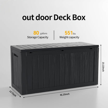 80 Gallon Outdoor Cushion Storage - Waterproof Deck Storage Box & Patio Storage Box, SpaceMax Resin Chest with Lock for Pool/Garden Tools, UV-Resistant, Onyx Black