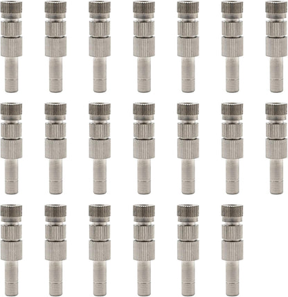 20pcs 6mm Brass Mister Nozzles with Filter, 0.016"/0.4mm Orifice Misting Nozzles for Outdoor Cooling System, Landscaping, Air Humidification, Greenhouse Irrigation
