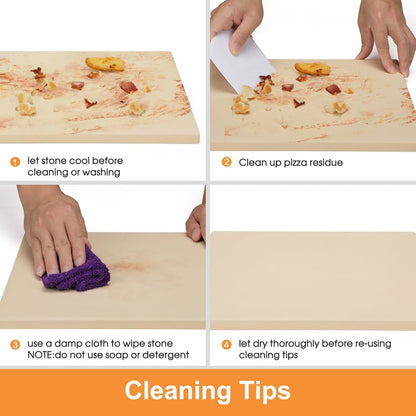 Small 10x10 inch Pizza Stone,for RV Camper Oven,Square baking stone Grill,Can make pizza, bread, pies,BBQ, Durable and Safe, Give away Plastic Scraper