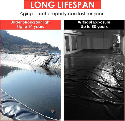 GAOMON 10 x15 Ft Pond Liner, 45 Mil Thickness, Pliable & Durable Epdm Material, Easy Cutting & Uv Resistant, for Fish or Koi, Features, Waterfall Base, Fountains and Water Garden