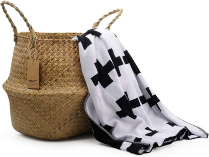 DOKOT Seagrass Plant Basket with Handles, Wicker Woven Storage Basket, 9.5inch Diameter x 11inch Height