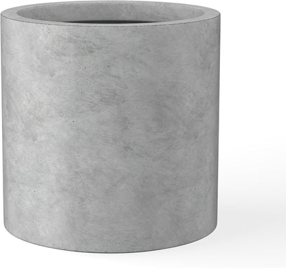 Kante 12.6" Dia Round Concrete Planter, Modern Style Large Cylindrical Plant Pot with Drainage Hole and Rubber Plug for Indoor Outdoor Patio, Natural Concrete