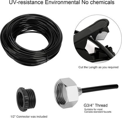 Misting Cooling System, DIY 49.2 FT(15M) Misting Line +15 Brass Mist Nozzles+ a Brass Connector(3/4'') Outdoor Mister System for Patio Waterpark Garden Trampoline Greenhouse