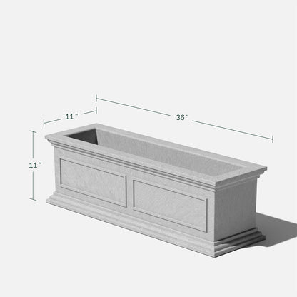 Veradek Brixton Window Box Plastic Planter - Large Rectangular Planter for Outdoor Balcony/Windowsill | Crack-Resistant All-Weather | Classic Estate Design for Flowers, Herbs, Succulents