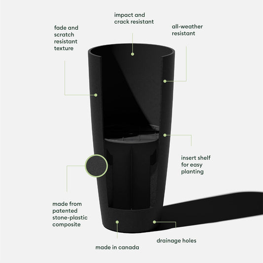 Veradek Mason Series Vega Planter - Round Tall Planter for Indoor or Outdoor Porch/Patio | Made from Plastic-Stone Composite with Drainage Holes | Modern Décor for, Flowers, Interior Plants