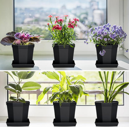 Square Plant Saucer 20 22 Inch 2 Pack, Extra Large Plant Saucers, Deep Plant Trays for Pots, Heavy Plastic Water Tray Tor Plants, Planters for Indoors and Outdoors Plants (20 inch Black)