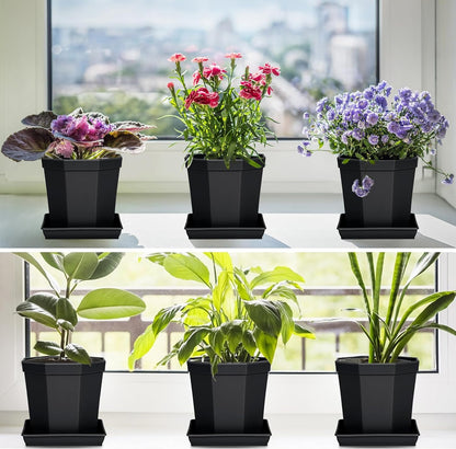 Square Plant Saucer 12 Inch 2 Pack, Durable Plastic Plant Trays Plant Pot Saucers, Square Planters for Indoors and Outdoors Plants, Garden Large Plant Saucers for Pots Black.