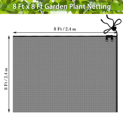 Fruit Tree Netting Covers with Zipper to Protect from Squirrels and Birds Large Netting for Fruit Trees Net Protection, Black, 8' x 8', 2 Pack