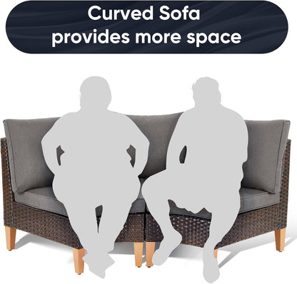 HUMMUH Patio Furniture Set,5 Pieces Outdoor Sectional Chairs with Ottomans,All Weather PE Wicker Patio Conversation Sets for Garden Porch Backyard