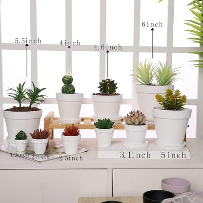 Yishang Large Terra Cotta Pots with Saucer- 6 Pack Large 6'' Terra Cotta Plant Pot with Drainage Hole, Flower Pot with Tray, Terracotta Pot for Indoor Outdoor Plant(White)