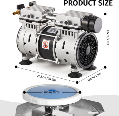 Pond & Lake Aeration System,Pond Aerator Pump,550W Power 5.2CFM for Up to 3 Acre with Timer,3/4 HP Compressor (2 Diffusers, 1)