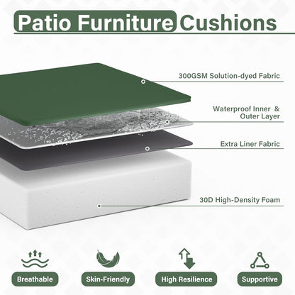 Patio Chair Cushions 22 X 22 X 4 Inch Waterproof Outdoor Seat Cushions for Patio Furniture, Outdoor Sofa Couch Pads with Ties & Handle, Set of 2, Green