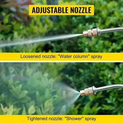 Happybuy 2 Gallon Stainless Steel Sprayer, 20" Wand & 3FT Reinforced Hose, Hand Pump Sprayer with Pressure Gauge, Safety Valve & Adjustable Nozzle, Weed Sprayers for Lawn, Gardening &Sanitizing1