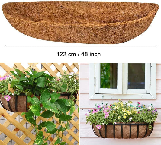 chengchuang 2pcs *24"、30"、36"、48" Coco Liner Trough,Trough Coco Fiber Replacement Liner, Coco Liners for Planters,Natural Coconut Coir Planter, Garden Flower Vegetables Pot for Window Flower Box