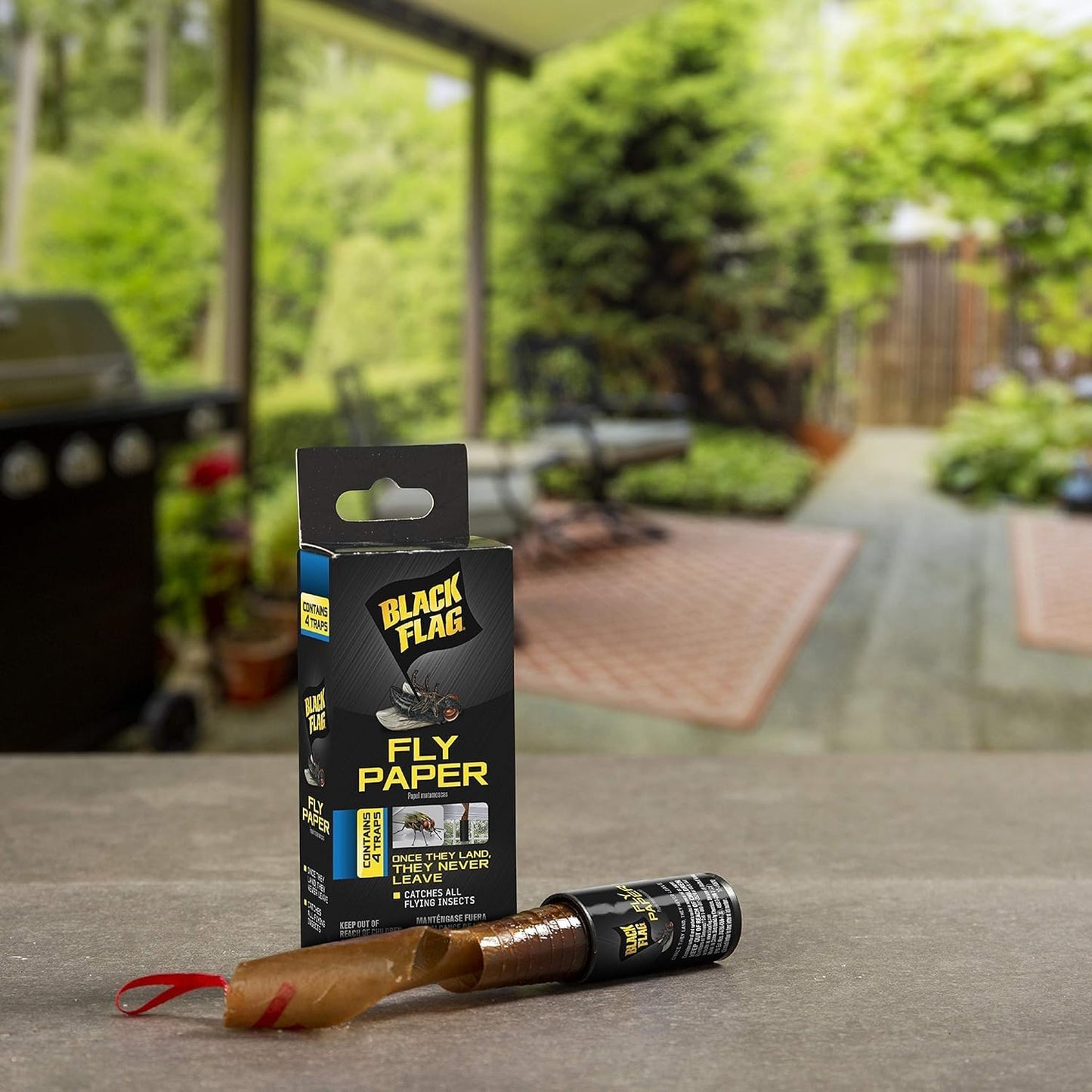Black Flag Fly Paper, Insect Trap, Catches All Flying Insects 4 Traps (Pack of 12)