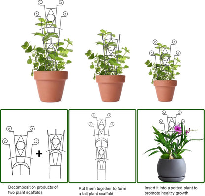 Stackable Metal Trellis for Climbing Plants Outdoor & Indoor - 4 Pack Garden Trellis for Potted Plants, Rust-Resistant Plant Support Stakes for Vines, Flowers - Sturdy Plant Trellis