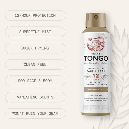 Fragrance Free Insect Repellent, 12-Hour Mosquito & Tick Protection, Picaridin-Based, Water-Based, Lightweight, Quick-Drying, DEET Alternative, Face & Body Use, 3 Pack