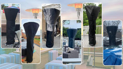 Siruiton Patio Heater Covers with Zipper & Air Vent, Waterproof, Dustproof, Wind & Snow-Resistant, 420D UV-Resistant, Black, 2 Pack (89" Height x 33" Dome x 19" Base)
